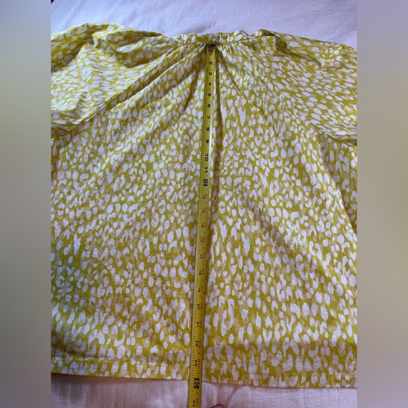 Who What Wear Yellow White Leopard Top Puff Sleeve Size L - Picture 7 of 9